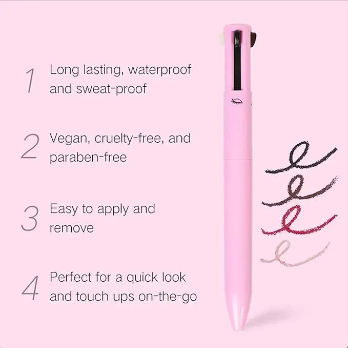 4-in-1 Makeup Pen portable design - Compact retro beauty essential for on-the-go touch-ups
