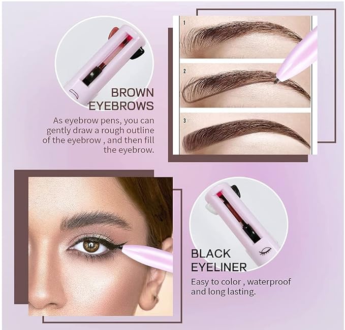 4-in-1 Makeup Pen eyebrow application - Brown and black liner for flawless brow definition
