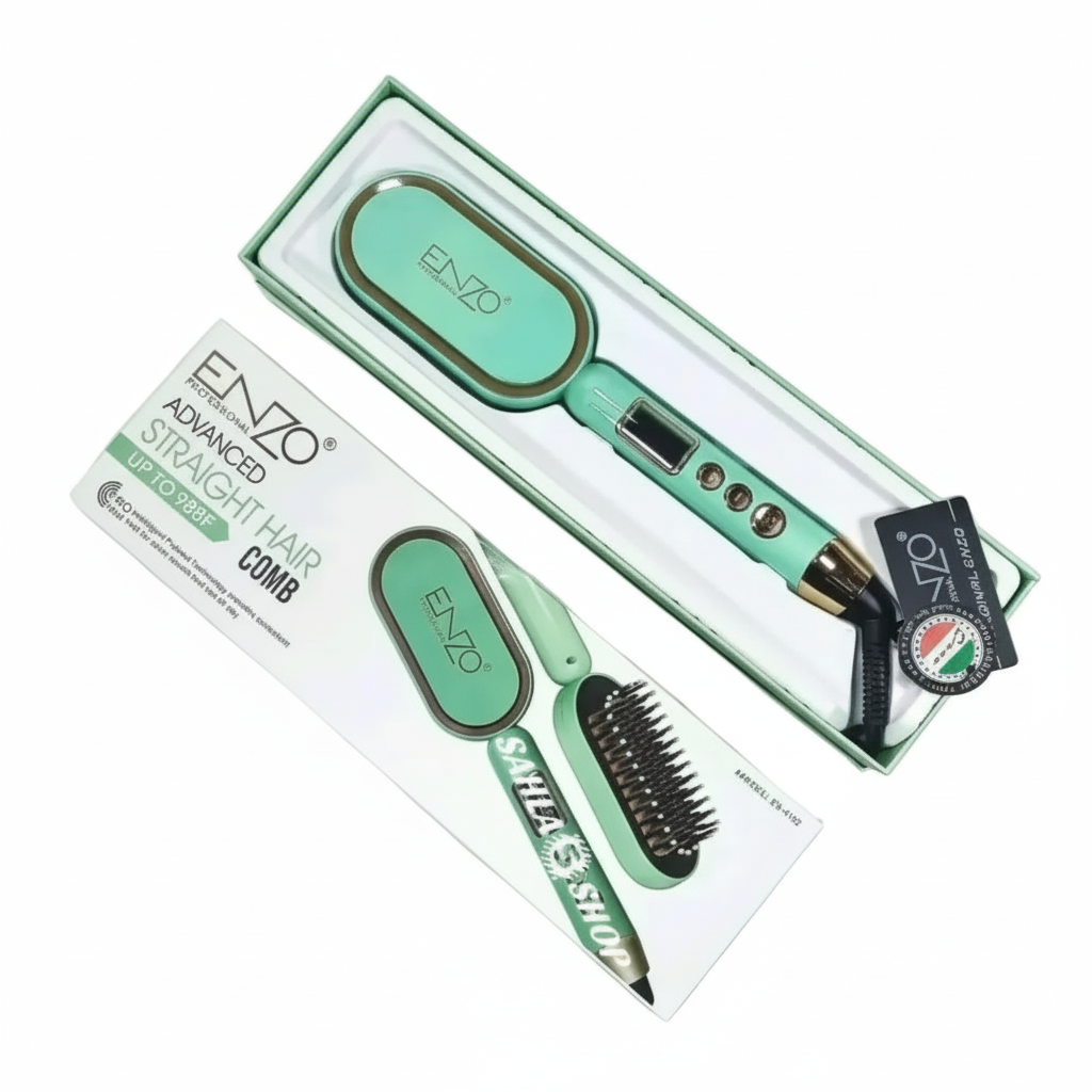 ENZO Sleek Stroke Hair Brush - anti-frizz ceramic bristles for smooth, polished results
