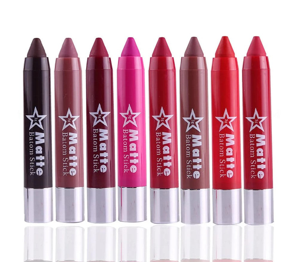 MISS ROSE Lip Crayon pack of 3 - Vibrant colors with precision application, long-lasting moisturizing formula in matte and glossy finishes
