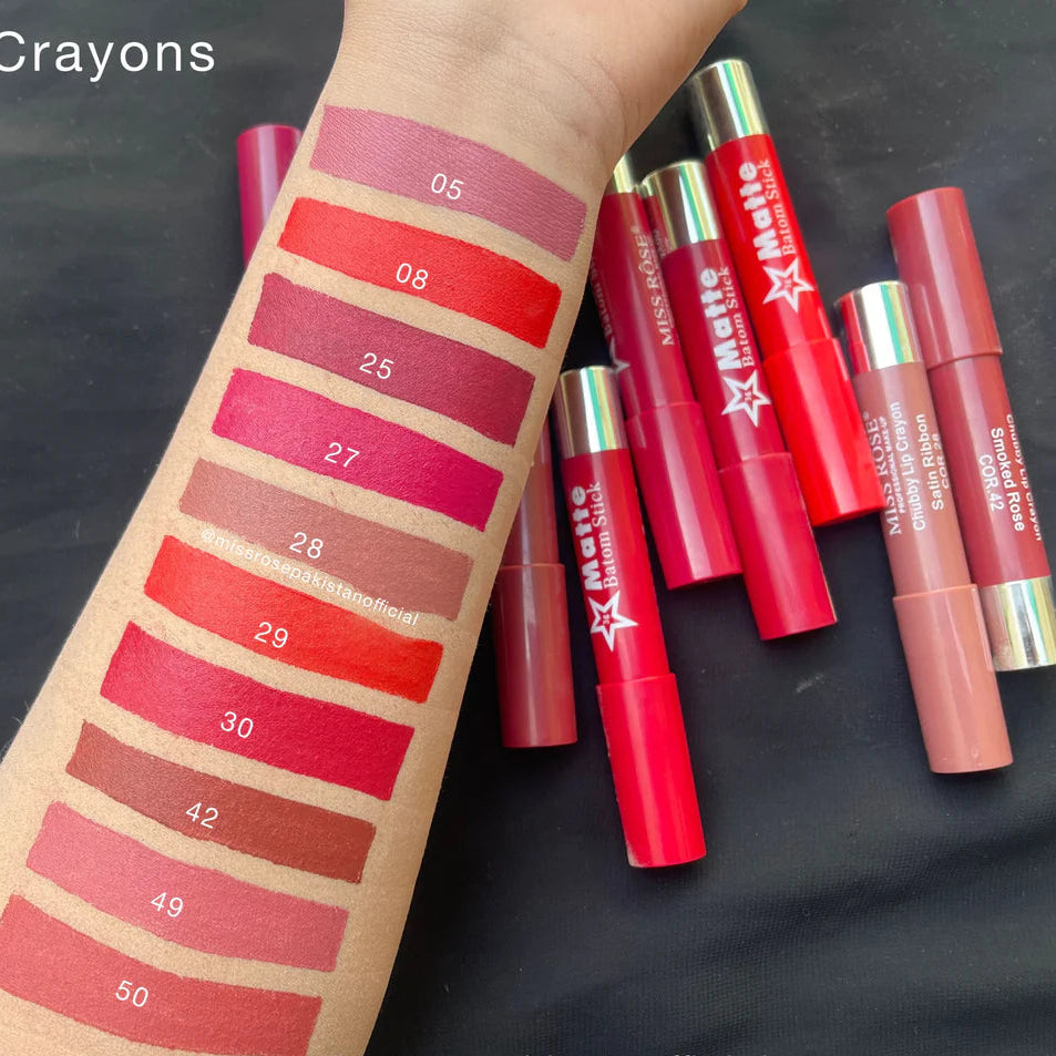 MISS ROSE Lip Crayon details - Smooth application crayon design for flawless lips with rich color and comfortable wear

