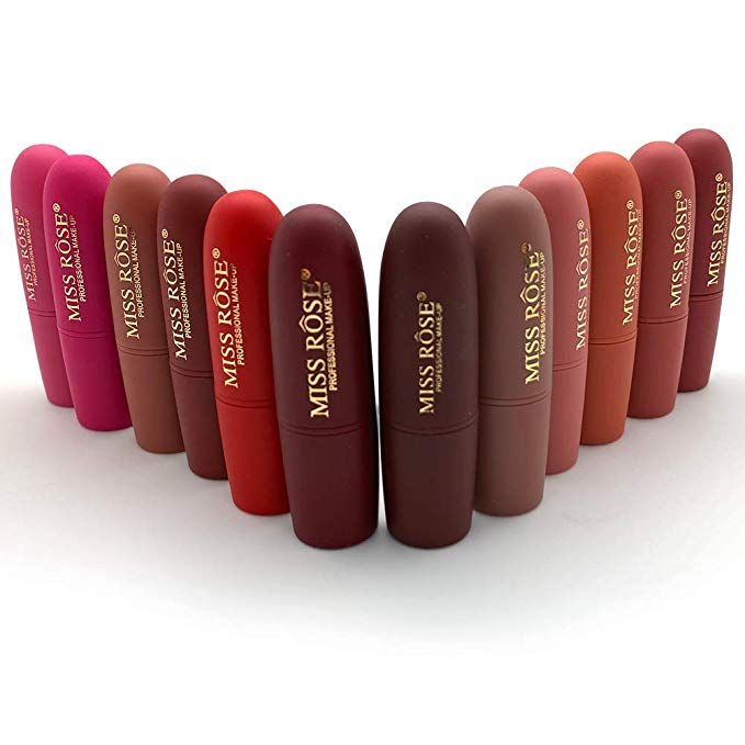 MISS ROSE Matte Lipstick Set color collection - Vibrant matte shades ranging from pink to deep burgundy for every occasion
