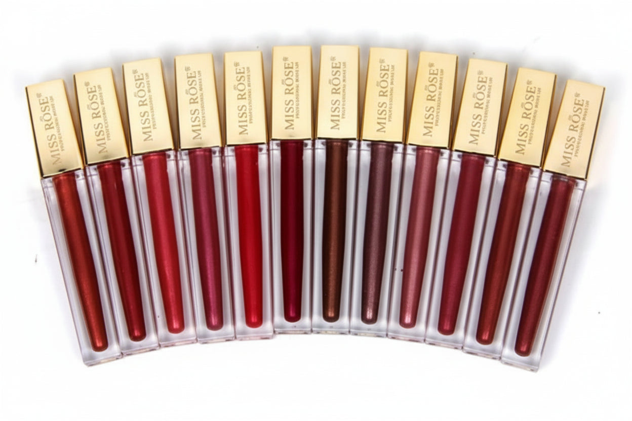 MISS ROSE Metallica Lip Gloss trio - Three stunning metallic shades with smooth application and compact travel-friendly design
