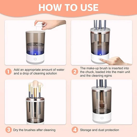 How to use MAX Automatic Brush Cleaner - Step by step instructions for makeup brush cleaning.