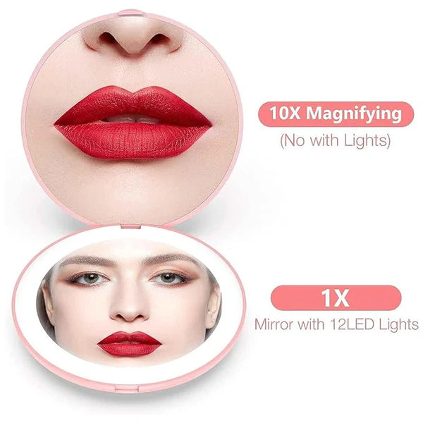 LED Make-Up Mirror 10x magnification - Close-up detail view for flawless makeup application
