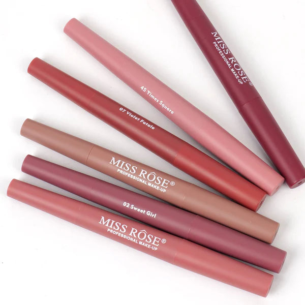 MISS ROSE Lip-Liner Lipstick pack of 3 - 2-in-1 formula with precise lining and vibrant color for perfectly defined lips
